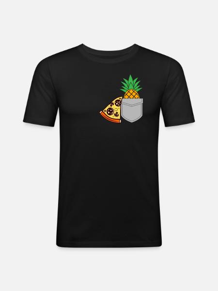 Pizza Pineapple - Men's Slim Fit T-Shirt - black