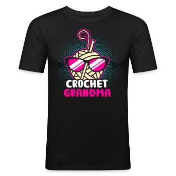 Stricken Grossmutter - Männer Slim Fit T-Shirt - Schwarz - Vorne - Nik (191cm)