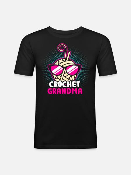 Stricken Grossmutter - Männer Slim Fit T-Shirt - Schwarz