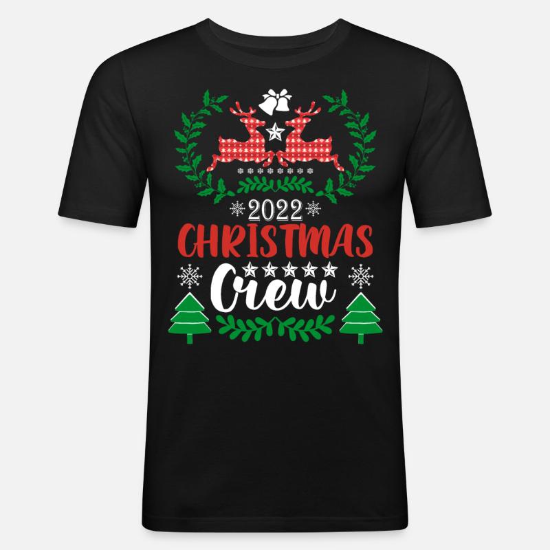 Pull de Noël de renne - T-shirt près du corps Homme - noir