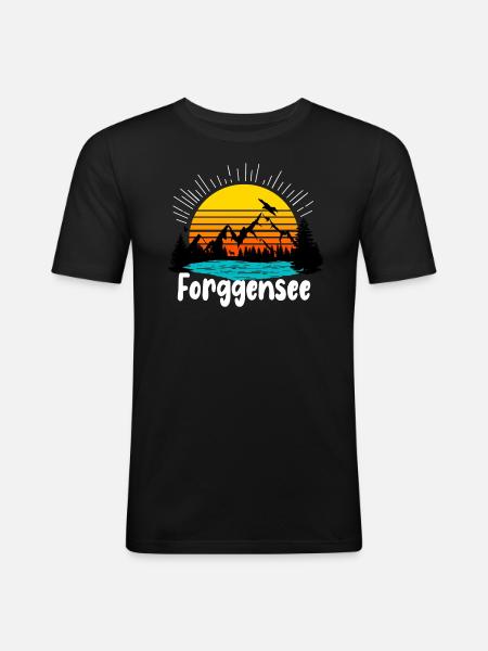 Forggensee - Männer Slim Fit T-Shirt - Schwarz