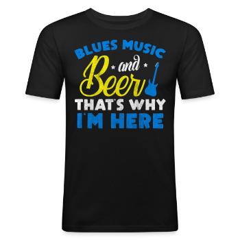 Blues music and beer - Men's Slim Fit T-Shirt - black - Front - Nik (191cm)