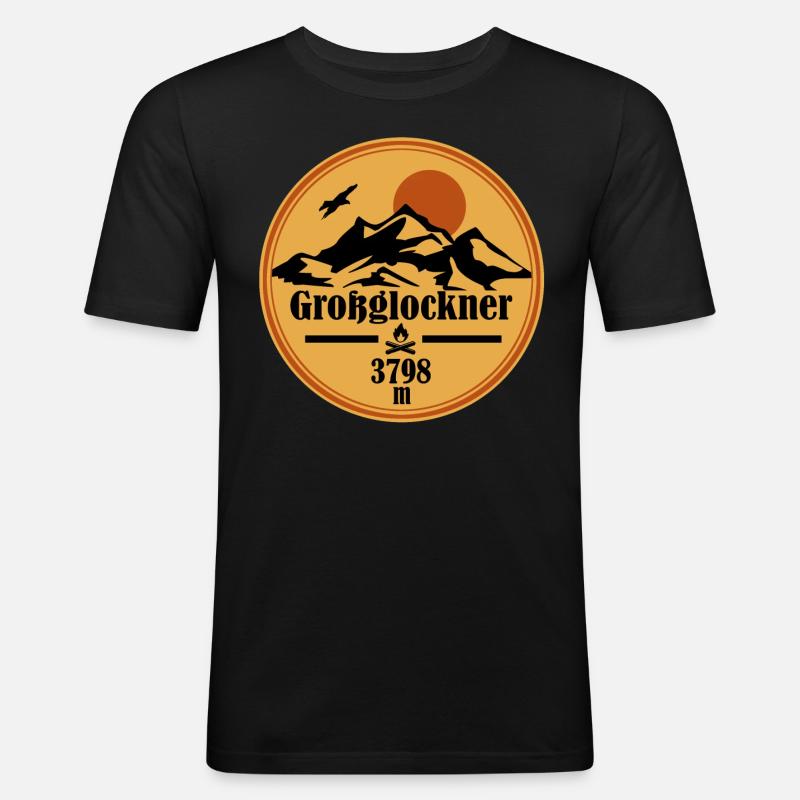 großglockner - Männer Slim Fit T-Shirt - Schwarz