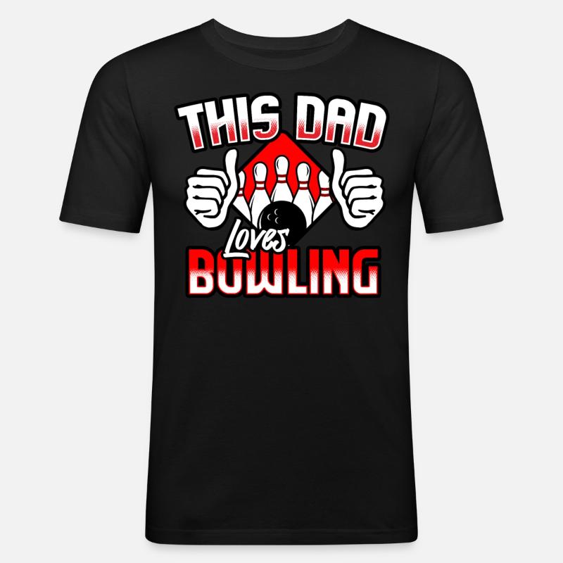 Bowling Vater - Männer Slim Fit T-Shirt - Schwarz