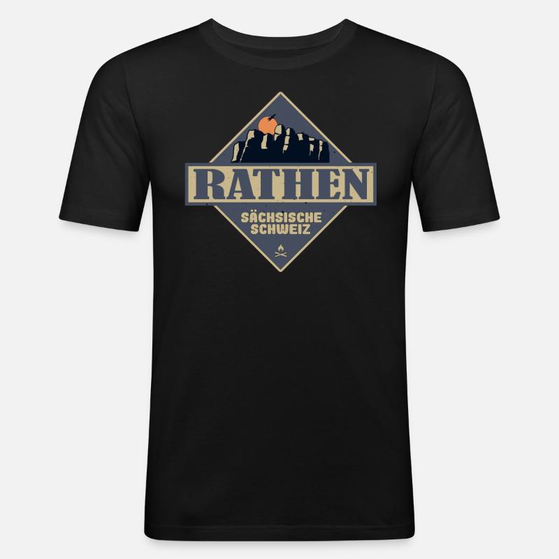 sächsische Schweiz Rathen - Männer Slim Fit T-Shirt - Schwarz