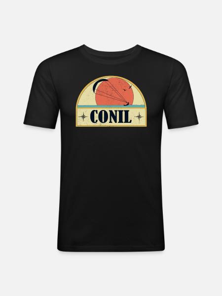 Kitesurfing Conil - Männer Slim Fit T-Shirt - Schwarz