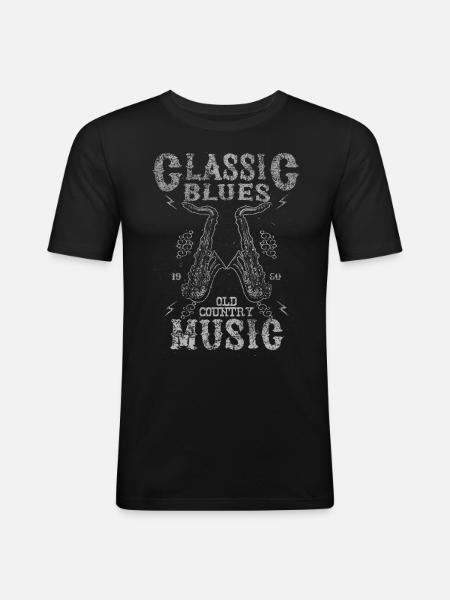 Blues Musik Retro - Männer Slim Fit T-Shirt - Schwarz