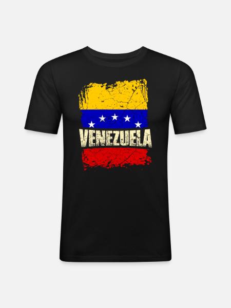 Venezuela Flag - Men's Slim Fit T-Shirt - black