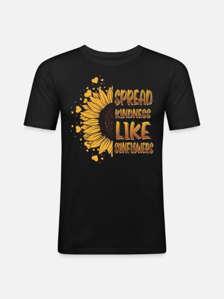 Solros Motivation Inspiration - Slim Fit T-shirt herr - svart