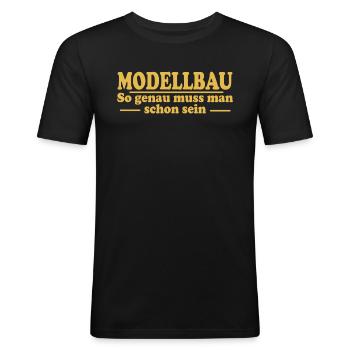 modellbau Diorama - Männer Slim Fit T-Shirt - Schwarz - Vorne - Nik (191cm)