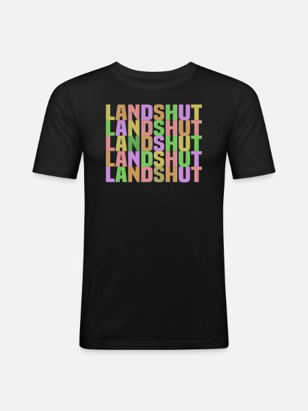 Landshut bunt - Männer Slim Fit T-Shirt - Schwarz