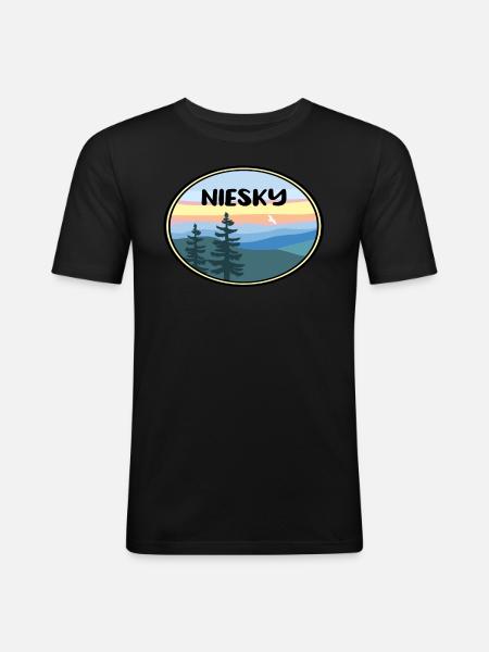 niesky Landschaft - Männer Slim Fit T-Shirt - Schwarz