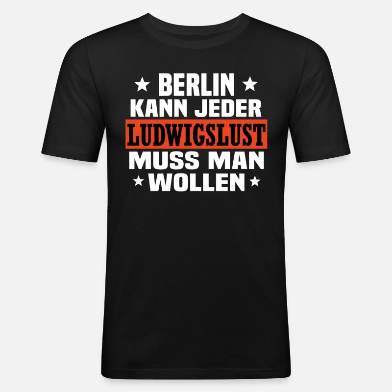 Ludwigslust - Männer Slim Fit T-Shirt - Schwarz