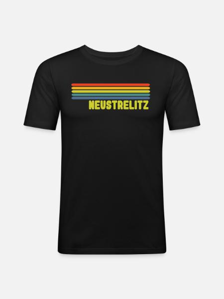 Neustrelitz Regenbogen - Männer Slim Fit T-Shirt - Schwarz