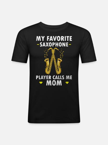 Saxophon Mutter Saxophonspieler - Männer Slim Fit T-Shirt - Schwarz