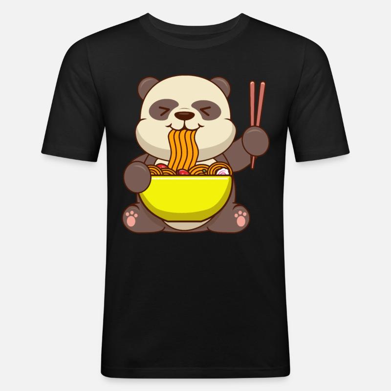 Panda Ramen Japanisches Essen - Männer Slim Fit T-Shirt - Schwarz