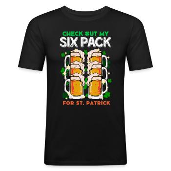 My Six Pack Biere sind köstlich Saint Patrick - Männer Slim Fit T-Shirt - Schwarz - Vorne - Nik (191cm)