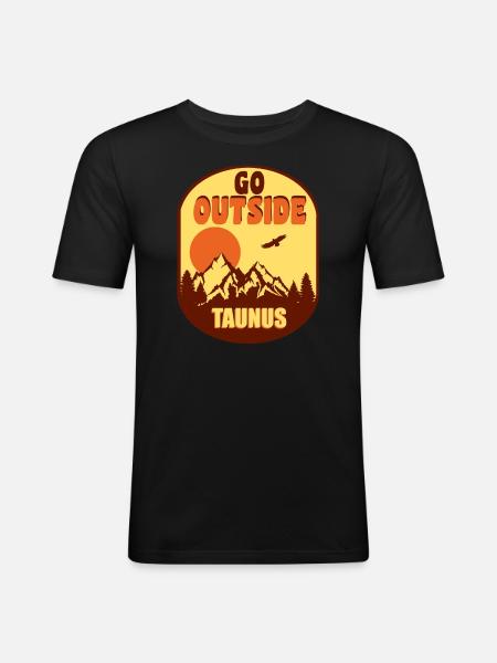 Taunus go outside - Männer Slim Fit T-Shirt - Schwarz