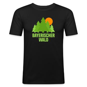Bayrischer Wald - Männer Slim Fit T-Shirt - Schwarz - Vorne - Nik (191cm)