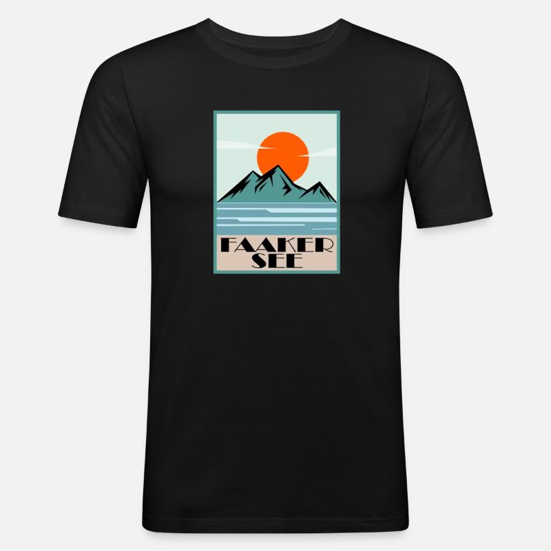 Faaker See - Männer Slim Fit T-Shirt - Schwarz