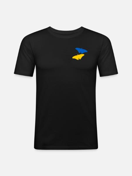Ukraine, 2 butterflies - Men's Slim Fit T-Shirt - black
