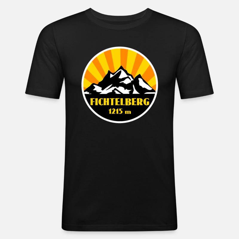 Fichtelberg - Männer Slim Fit T-Shirt - Schwarz