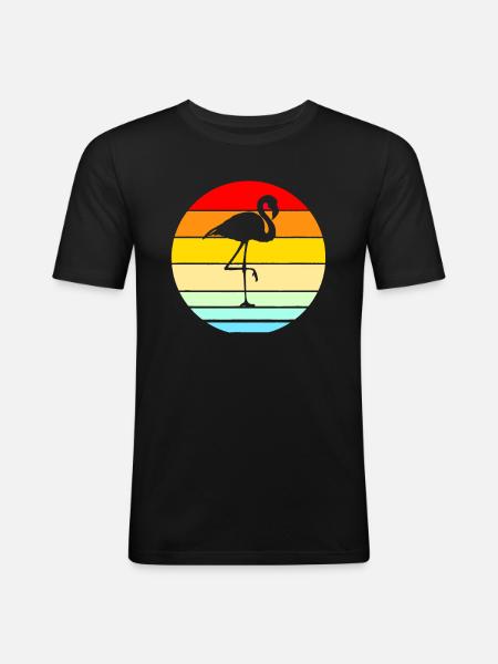 Flamingo sunset - Men's Slim Fit T-Shirt - black