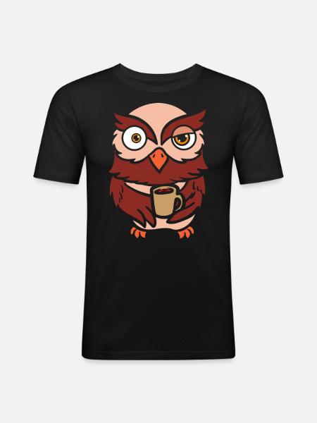 Tier Kaffee Eulenflüsterer - Männer Slim Fit T-Shirt - Schwarz