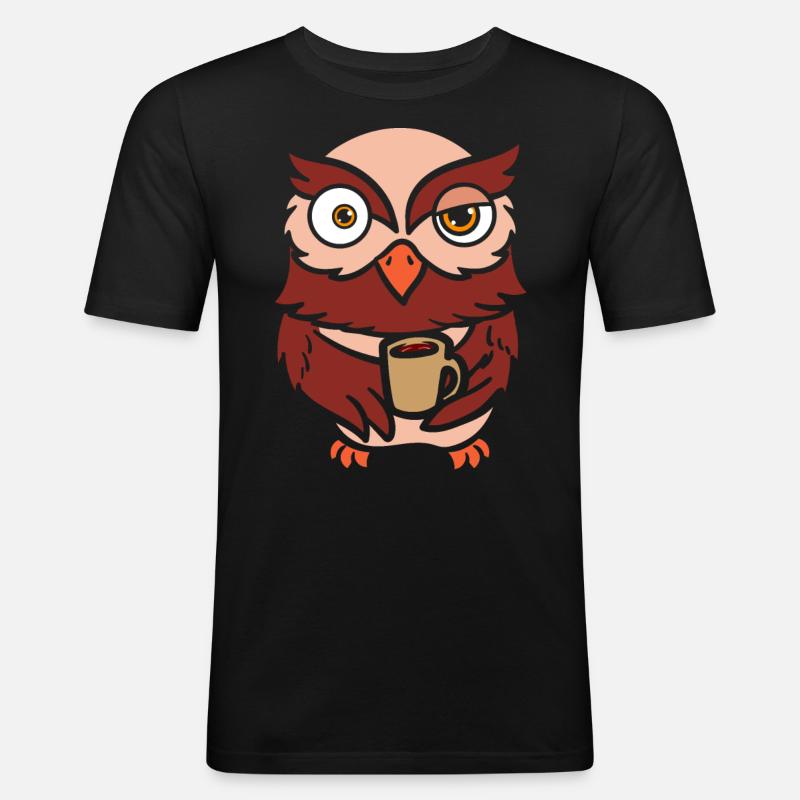 Tier Kaffee Eulenflüsterer - Männer Slim Fit T-Shirt - Schwarz
