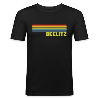 Beelitz - Männer Slim Fit T-Shirt - Schwarz - Vorne - Nik (191cm)