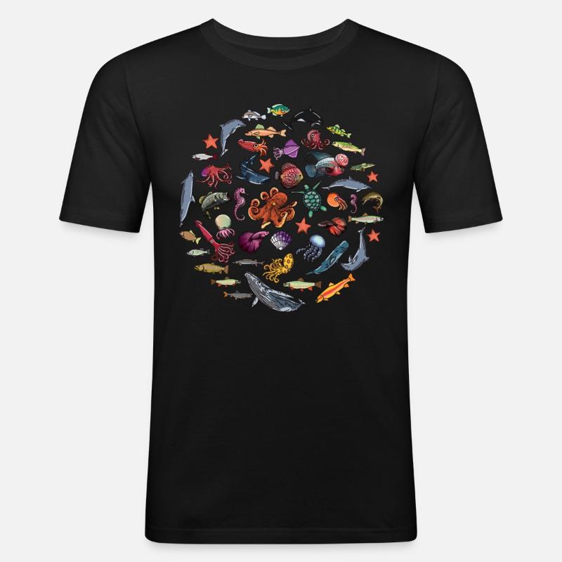 Fisch Saison Meeresbiologe - Männer Slim Fit T-Shirt - Schwarz