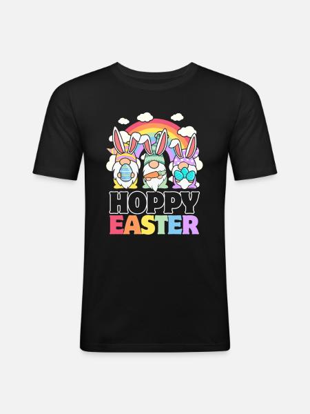 Hoppy Easter - Gnome Easter Eggs - Men's Slim Fit T-Shirt - black
