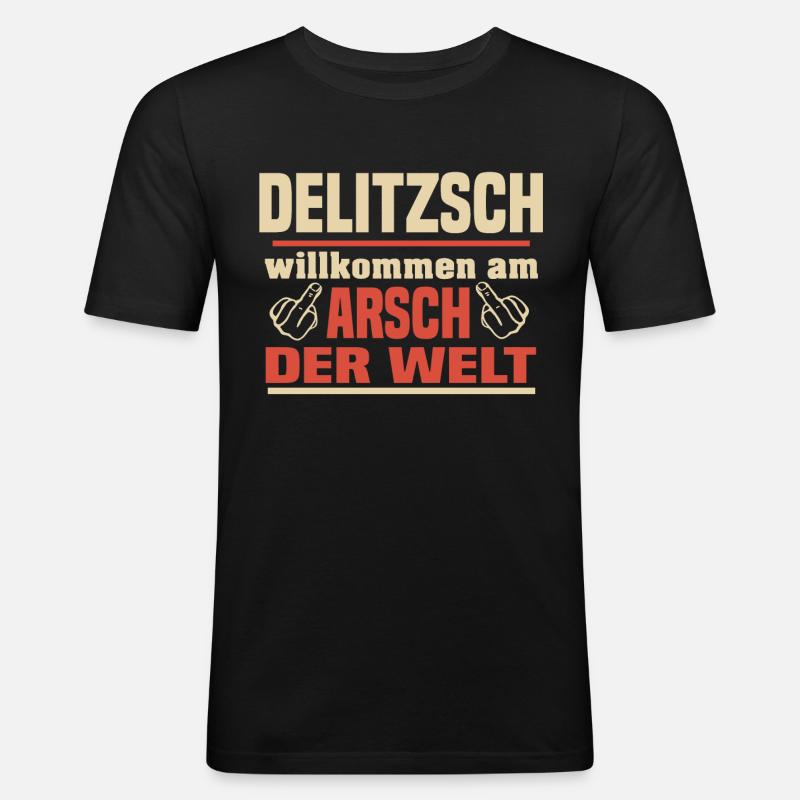 Delitzsch - Männer Slim Fit T-Shirt - Schwarz