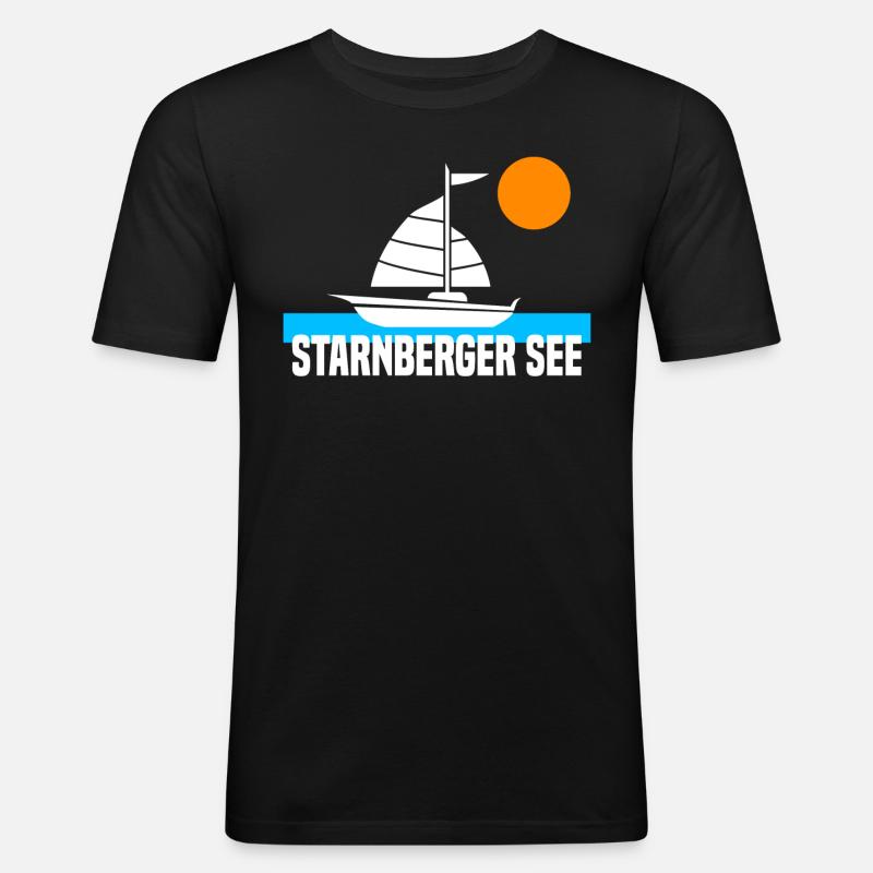 Starnberger See - Männer Slim Fit T-Shirt - Schwarz