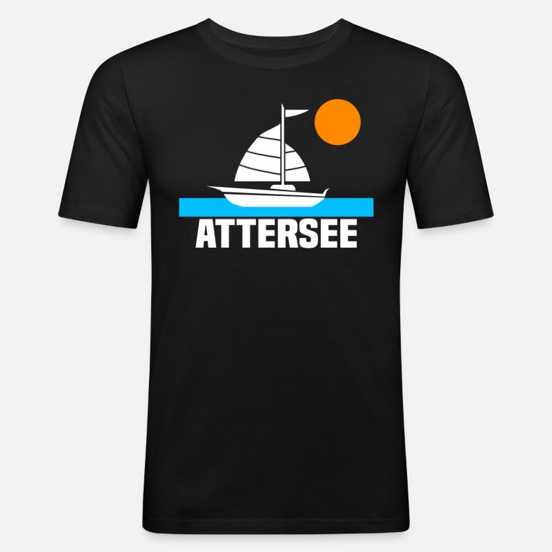 Attersee - Männer Slim Fit T-Shirt - Schwarz