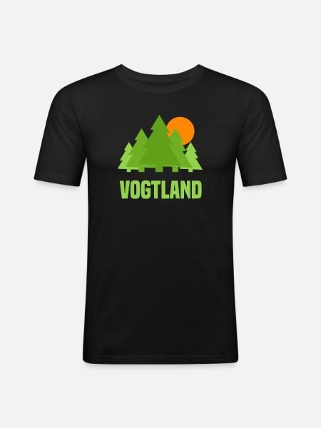 Vogtland - Männer Slim Fit T-Shirt - Schwarz