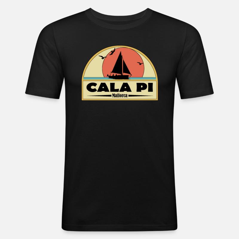 Cala Pi - Männer Slim Fit T-Shirt - Schwarz