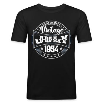 Juli 1954. Geburtstagsgeschenk Juli 1954. - Männer Slim Fit T-Shirt - Schwarz - Vorne - Nik (191cm)
