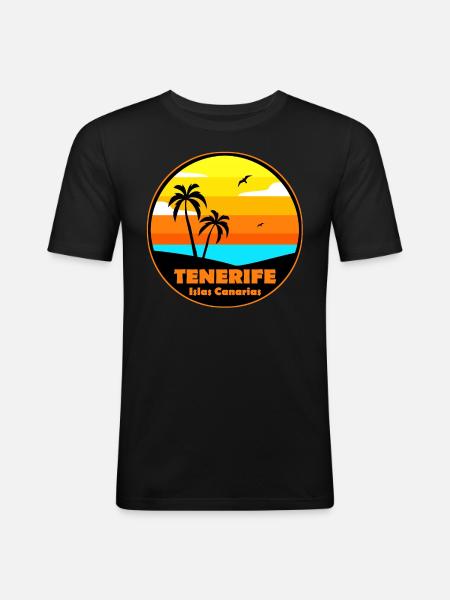 Teneriffa - Männer Slim Fit T-Shirt - Schwarz