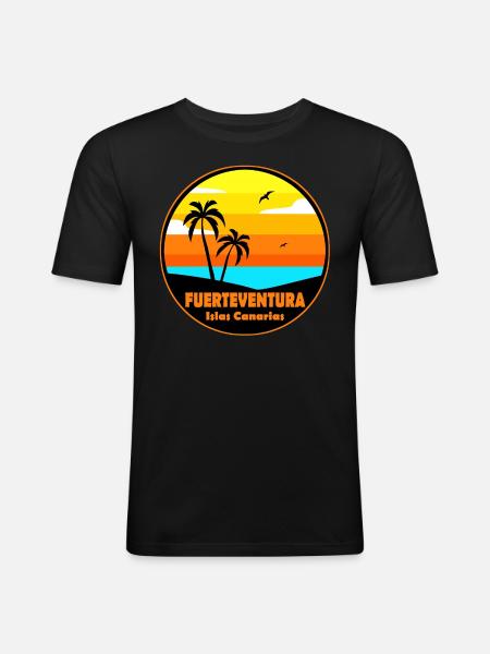 Fuerteventura - Männer Slim Fit T-Shirt - Schwarz
