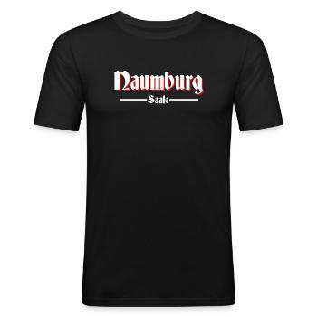naumburg - Männer Slim Fit T-Shirt - Schwarz - Vorne - Nik (191cm)