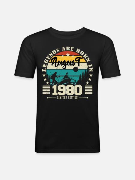 August 1980. Birthday gift August 1980. August - Men's Slim Fit T-Shirt - black