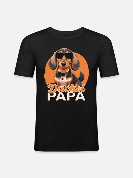 Papa teckel - T-shirt près du corps Homme - noir