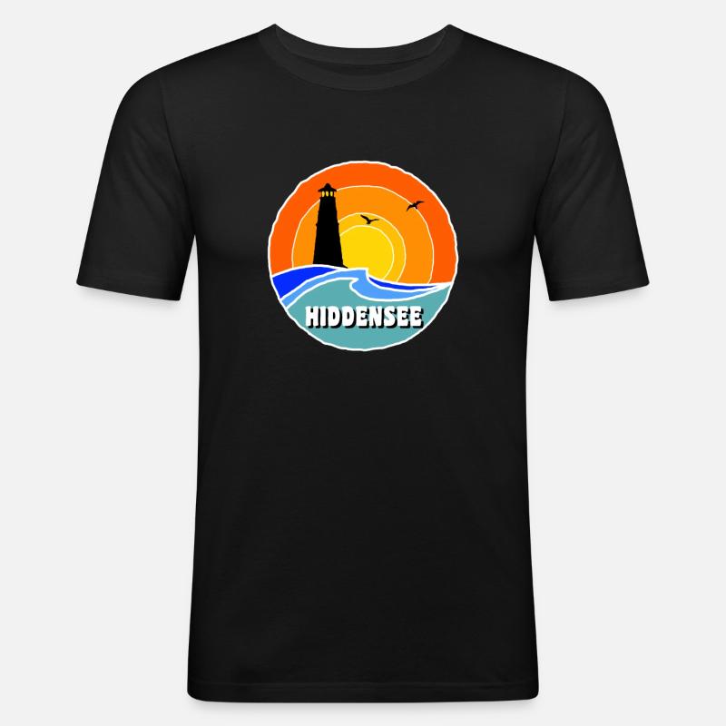 Ostsee Leuchtturm Hiddensee - Männer Slim Fit T-Shirt - Schwarz