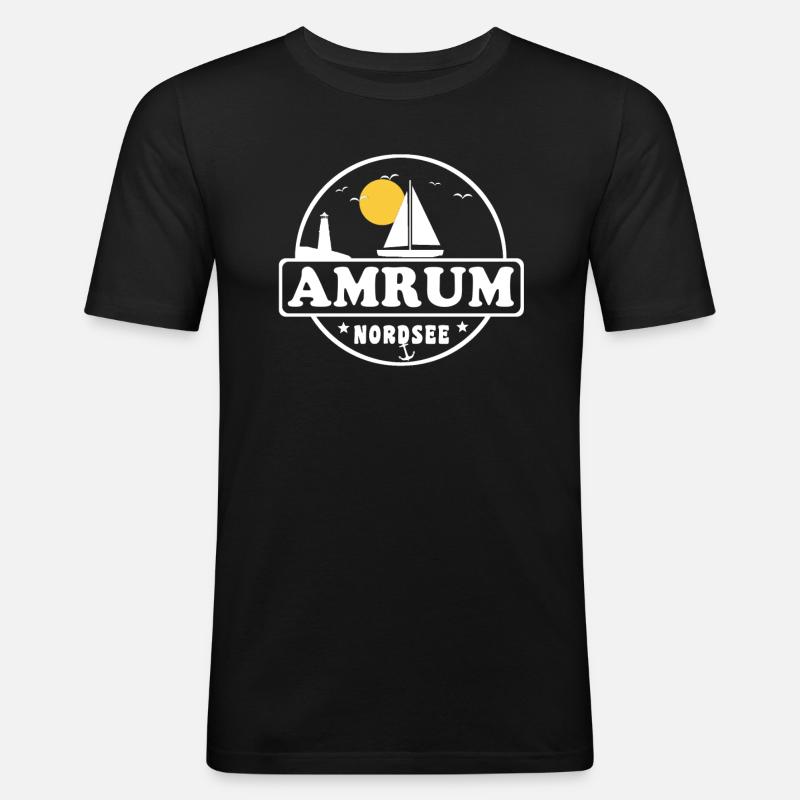 Ostsee Segelboot Leuchtturm Amrum - Männer Slim Fit T-Shirt - Schwarz