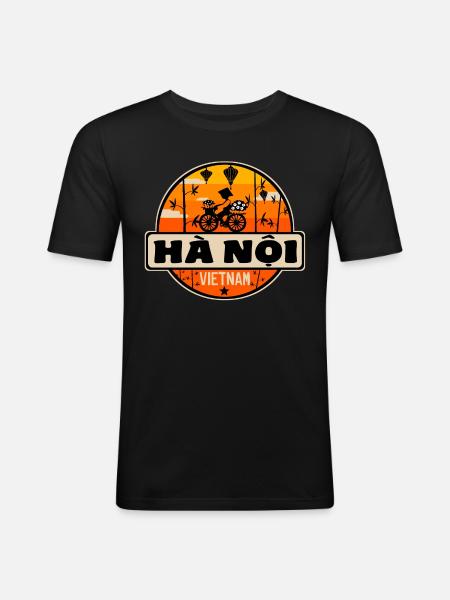 Hanoi Vietnam - Männer Slim Fit T-Shirt - Schwarz