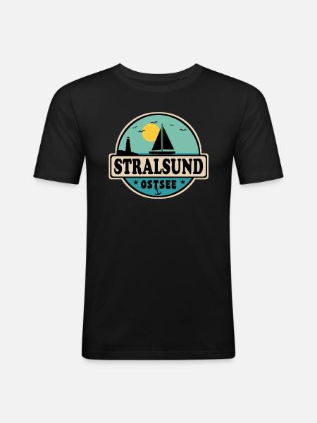 Stralsund - Männer Slim Fit T-Shirt - Schwarz
