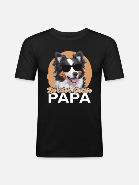Border Collie Papa - Men's Slim Fit T-Shirt - black