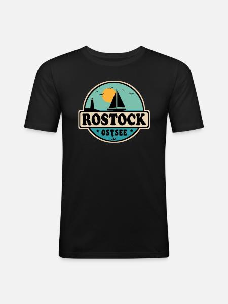 Rostock - Männer Slim Fit T-Shirt - Schwarz