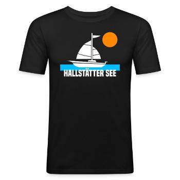 Hallstätter See - Männer Slim Fit T-Shirt - Schwarz - Vorne - Nik (191cm)